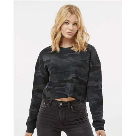 Independent Trading Co. Women's Lightweight Crop Crewneck Sweatshirt - Independent Trading Co. AFX24CRP Independent Trading Co. Black Camo XS