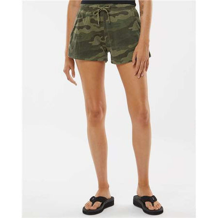 Independent Trading Co. Women’s Lightweight California Wave Wash Fleece Shorts - Independent Trading Co. PRM20SRT Independent Trading Co. Forest Camo Heather XS