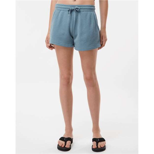 Independent Trading Co. Women’s Lightweight California Wave Wash Fleece Shorts - Independent Trading Co. PRM20SRT Independent Trading Co. Misty Blue XS