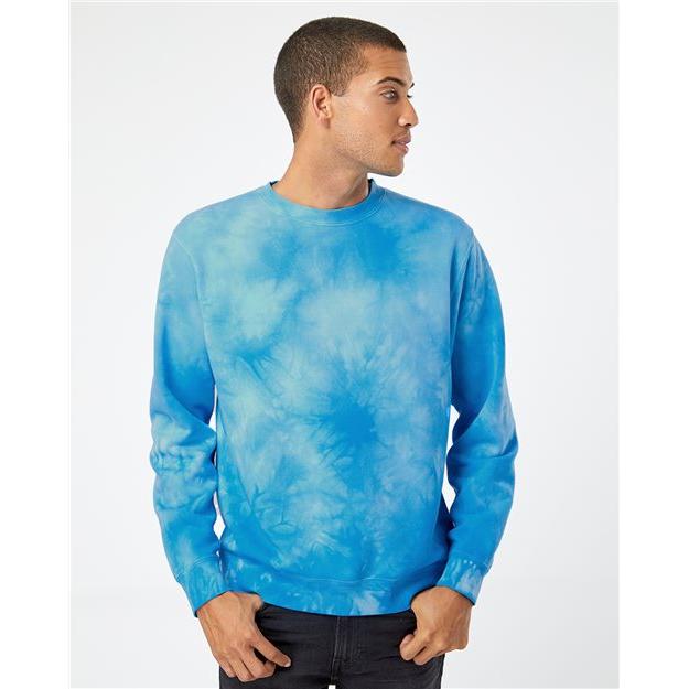 Independent Trading Co. Midweight Tie-Dyed Crewneck Sweatshirt - Independent Trading Co. PRM3500TD Independent Trading Co.