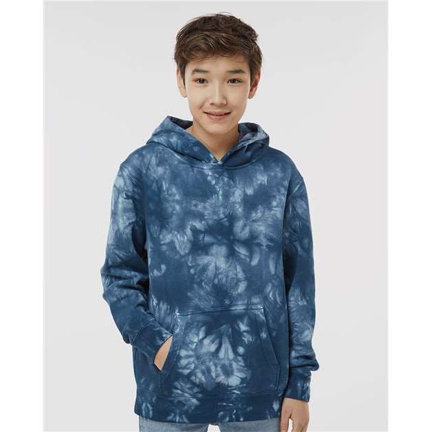 Independent Trading Co. Youth Midweight Tie-Dyed Hooded Sweatshirt - Independent Trading Co. PRM1500TD Independent Trading Co. Tie Dye Navy XS