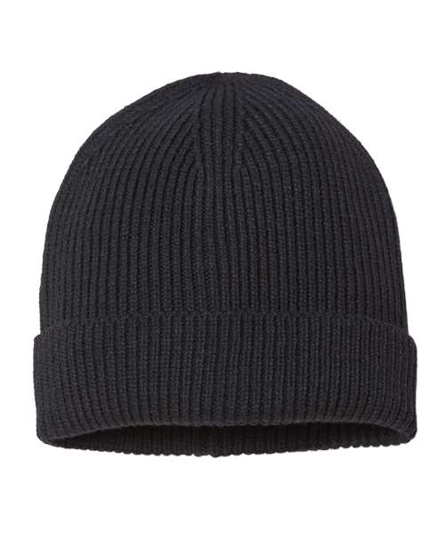 Atlantis Headwear Sustainable Fine Rib Cuffed Beanie - Atlantis Headwear ANDY Atlantis Headwear Black One Size