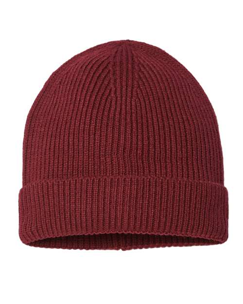 Atlantis Headwear Sustainable Fine Rib Cuffed Beanie - Atlantis Headwear ANDY Atlantis Headwear Burgundy One Size