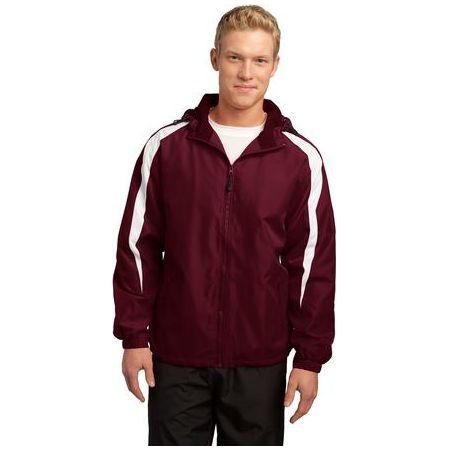 Fleece-Lined Colorblock Jacket DRI-EQUIP Large Maroon/White