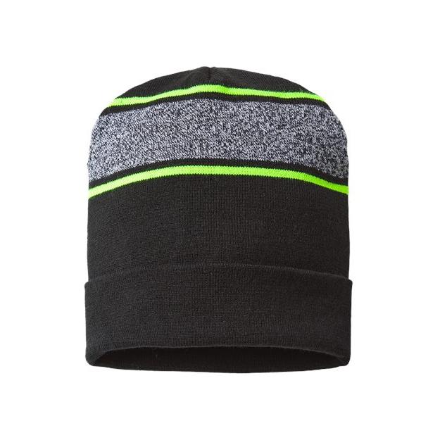 CAP AMERICA USA-Made Variegated Striped Cuffed Beanie - CAP AMERICA RKV12 CAP AMERICA