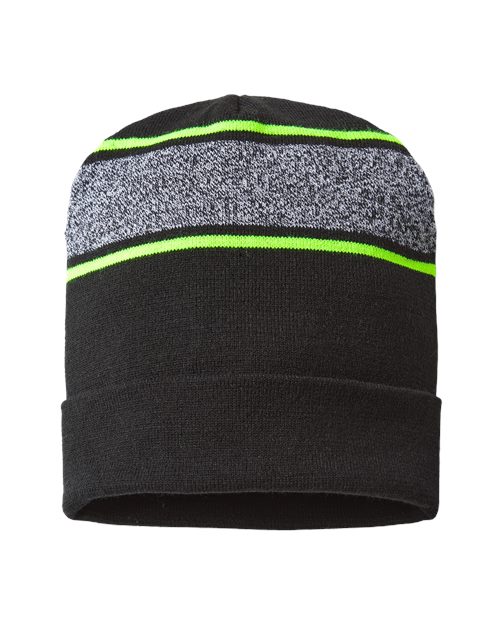 CAP AMERICA USA-Made Variegated Striped Cuffed Beanie - CAP AMERICA RKV12 CAP AMERICA