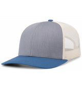 Pacific Headwear Trucker Snapback Cap | Pacific Headwear 104C Caps Pacific Headwear Heather Grey/Beige/Ocean Blue OSFM