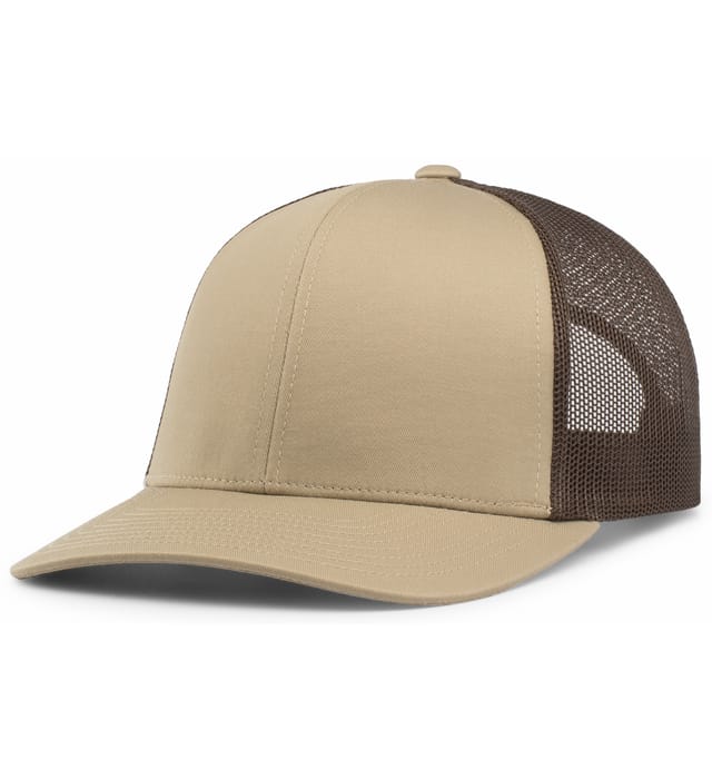Pacific Headwear Trucker Snapback Cap | Pacific Headwear 104C Caps Pacific Headwear Khaki/Brown/Khaki OSFM