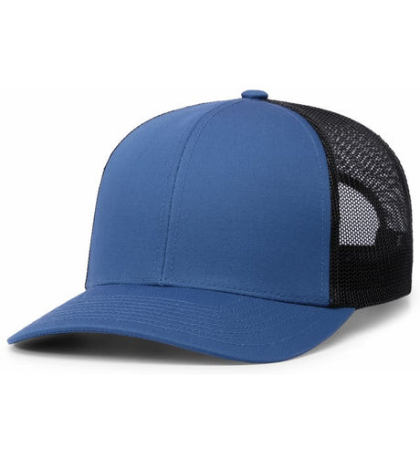 Pacific Headwear Trucker Snapback Cap | Pacific Headwear 104C Caps Pacific Headwear Ocean Blue/Lt Charcoal/Ocean Blue OSFM