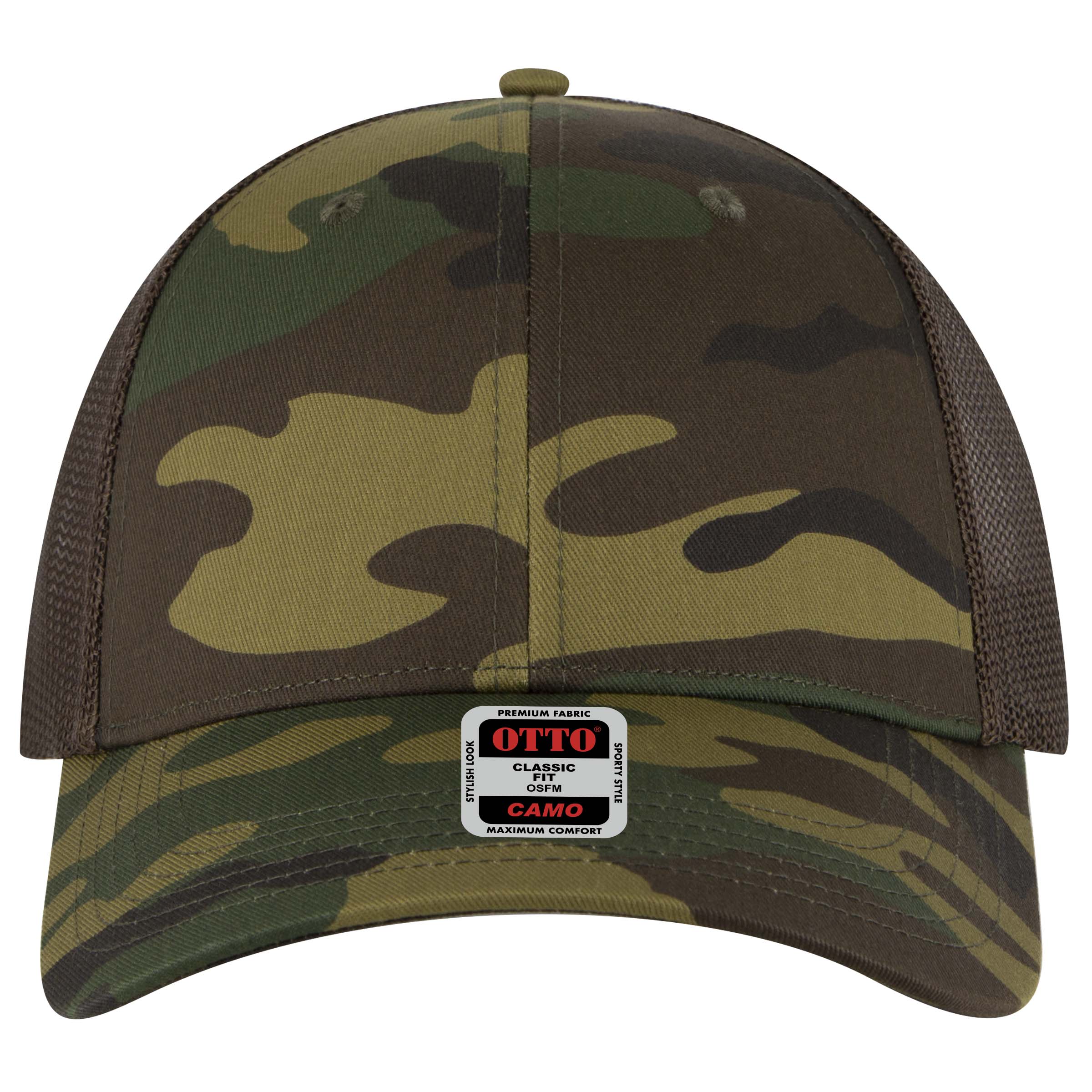 OTTO CAP Camouflage 6 Panel Low Profile Mesh Back Trucker Hat OTTO 105-1247 Otto Cap 170739 - Dk.Grn/Brn/Dk.Brn OSFM - Adult