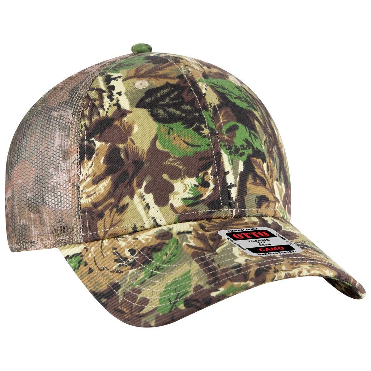 OTTO CAP Camouflage 6 Panel Low Profile Mesh Back Trucker Hat OTTO 105-1247 Otto Cap 180705 - Lt.Lod/Brn/Kly OSFM - Adult