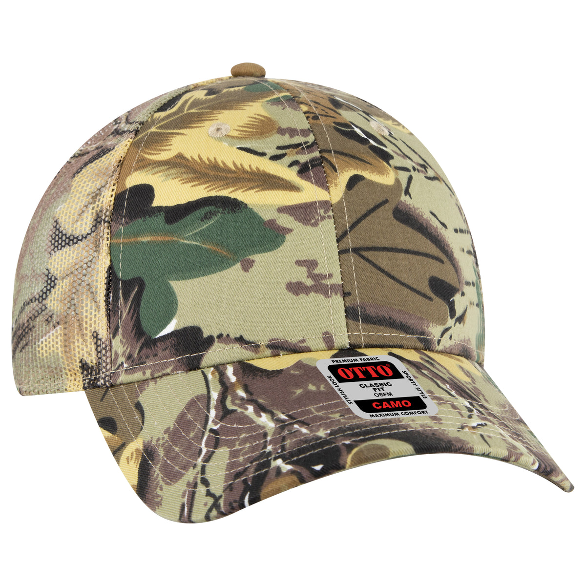 OTTO CAP Camouflage 6 Panel Low Profile Mesh Back Trucker Hat OTTO 105-1247 Otto Cap 320734 - Kha/Brn/Lt.Ol.Grn OSFM - Adult