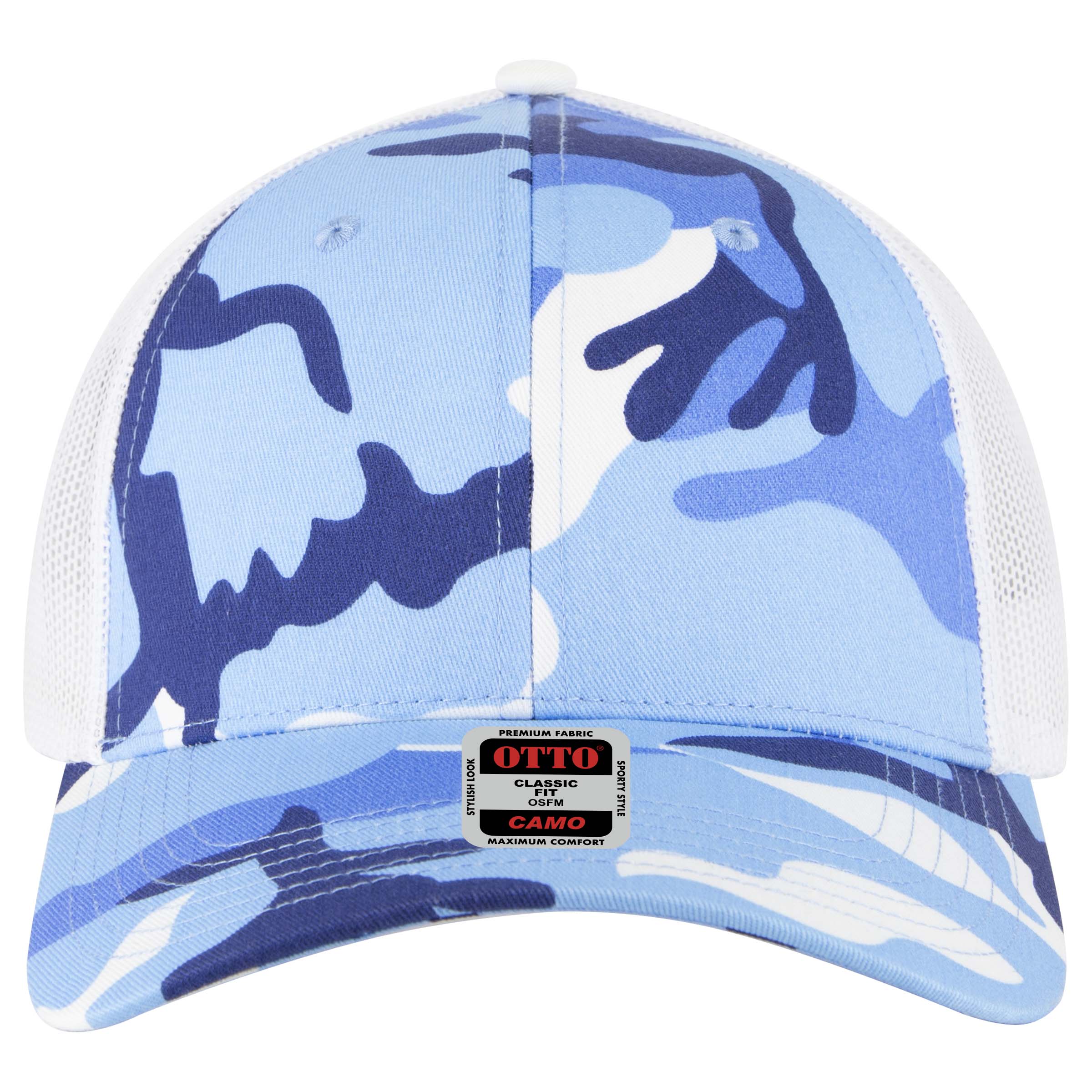 OTTO CAP Camouflage 6 Panel Low Profile Mesh Back Trucker Hat OTTO 105-1247 Otto Cap 9710416 - Aqu/Lk.Blu/Wht OSFM - Adult