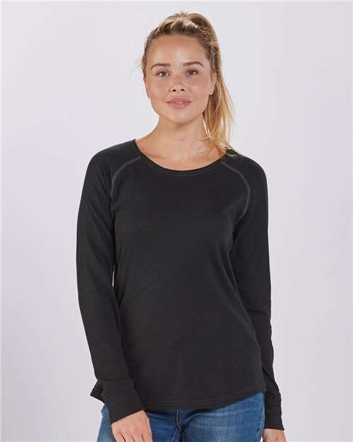 Boxercraft Women's Solid Preppy Patch Long Sleeve T-Shirt - Boxercraft BW3166