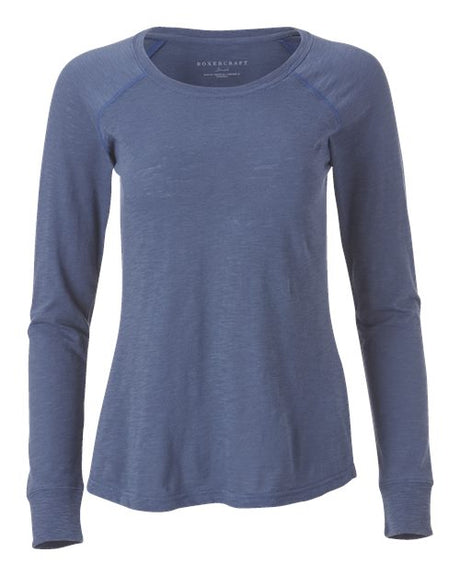 Boxercraft Women's Solid Preppy Patch Long Sleeve T-Shirt - Boxercraft BW3166