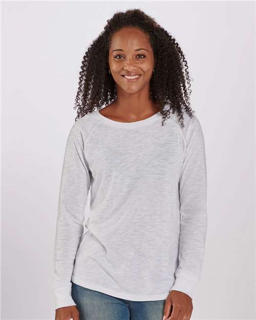 Boxercraft Women's Solid Preppy Patch Long Sleeve T-Shirt - Boxercraft BW3166
