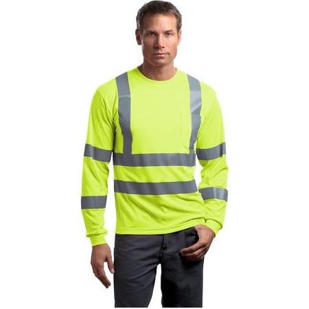 ANSI 107 Class 3 Long Sleeve Snag-Resistant Reflective T-Shirt Joe's USA Safety Yellow/ Reflective Small