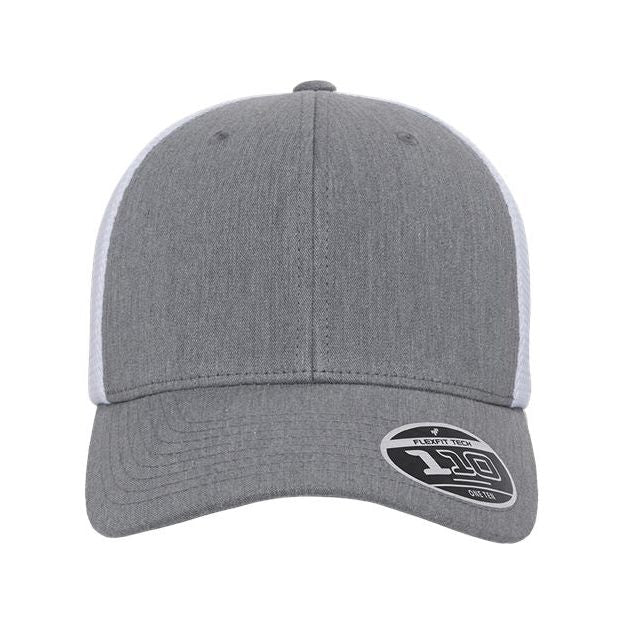 Flexfit 110® Mesh-Back Cap - Flexfit 110M Flexfit Heather Grey/ White Adjustable