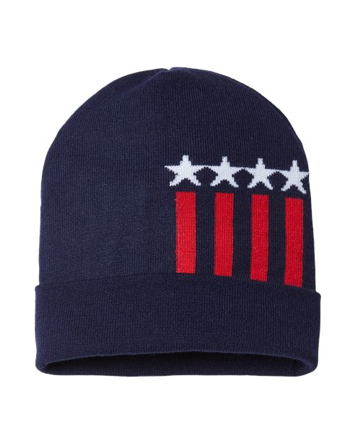 CAP AMERICA USA-Made Patriotic Cuffed Beanie - CAP AMERICA RK12 CAP AMERICA