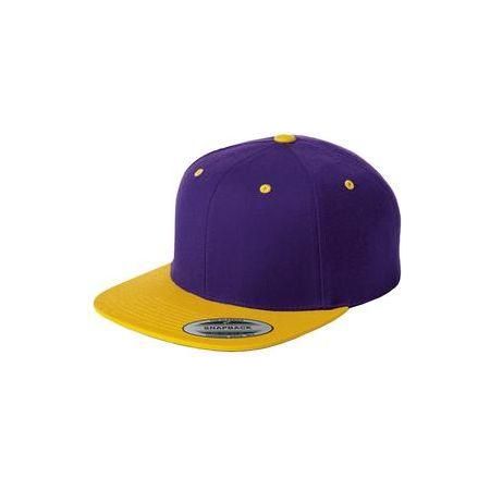 Joe's USA Flat Bill Snapback Cap DRI-EQUIP Purple/Gold
