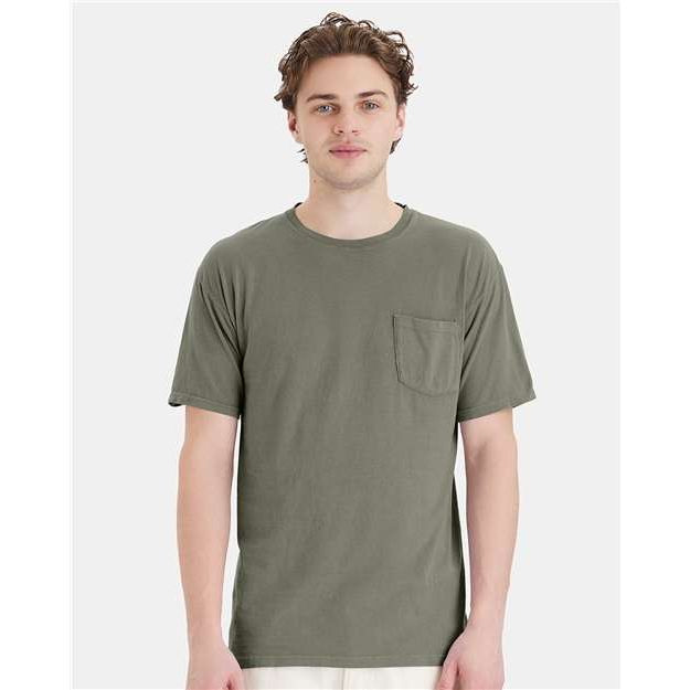 ComfortWash by Hanes Garment-Dyed Pocket T-Shirt - Faded Fatigue - ComfortWash by Hanes GDH150 ComfortWash by Hanes Faded Fatigue S