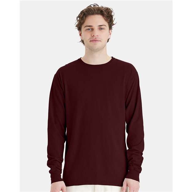 ComfortWash by Hanes Garment-Dyed Long Sleeve T-Shirt - Maroon - ComfortWash by Hanes GDH200 ComfortWash by Hanes Maroon S