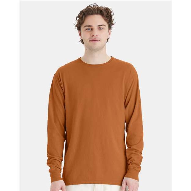 ComfortWash by Hanes Garment-Dyed Long Sleeve T-Shirt - Texas Orange - ComfortWash by Hanes GDH200 ComfortWash by Hanes Texas Orange S