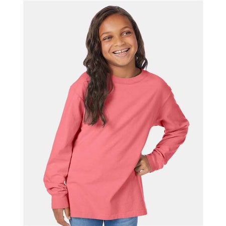 ComfortWash by Hanes Garment-Dyed Youth Long Sleeve T-Shirt - ComfortWash by Hanes GDH275 ComfortWash by Hanes Coral Craze XS