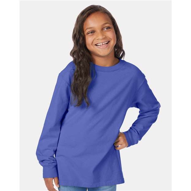 ComfortWash by Hanes Garment-Dyed Youth Long Sleeve T-Shirt - ComfortWash by Hanes GDH275 ComfortWash by Hanes Deep Forte Blue XS