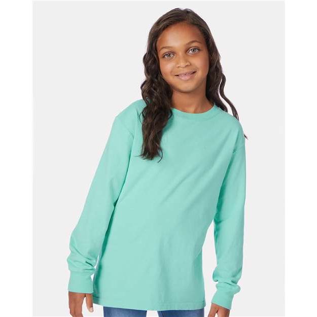 ComfortWash by Hanes Garment-Dyed Youth Long Sleeve T-Shirt - ComfortWash by Hanes GDH275 ComfortWash by Hanes Mint XS