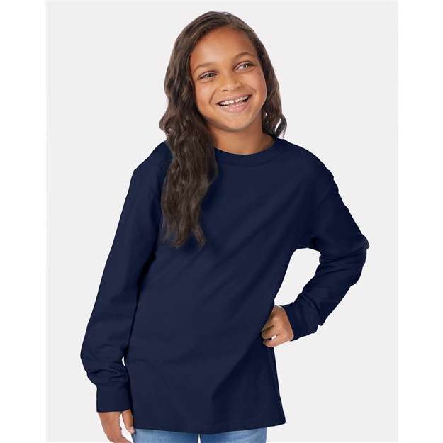 ComfortWash by Hanes Garment-Dyed Youth Long Sleeve T-Shirt - ComfortWash by Hanes GDH275 ComfortWash by Hanes Navy XS