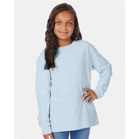 ComfortWash by Hanes Garment-Dyed Youth Long Sleeve T-Shirt - ComfortWash by Hanes GDH275 ComfortWash by Hanes Soothing Blue XS