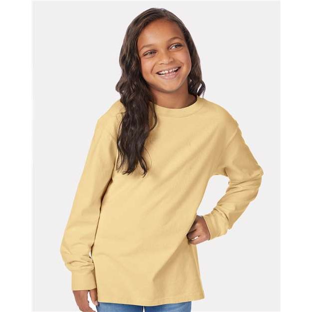 ComfortWash by Hanes Garment-Dyed Youth Long Sleeve T-Shirt - ComfortWash by Hanes GDH275 ComfortWash by Hanes Summer Squash Yellow XS