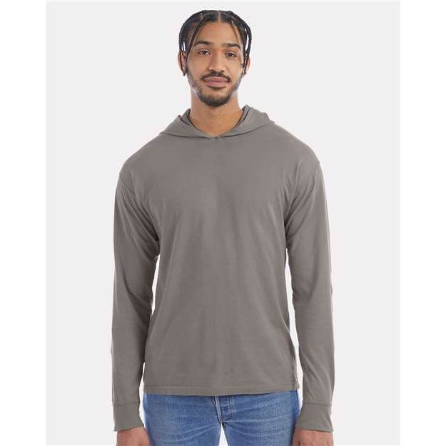 ComfortWash by Hanes Garment-Dyed Jersey Hooded Long Sleeve T-Shirt - ComfortWash by Hanes GDH280 ComfortWash by Hanes Concrete Grey S