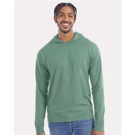 ComfortWash by Hanes Garment-Dyed Jersey Hooded Long Sleeve T-Shirt - ComfortWash by Hanes GDH280 ComfortWash by Hanes Cypress Green S