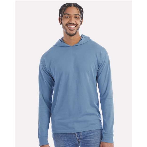 ComfortWash by Hanes Garment-Dyed Jersey Hooded Long Sleeve T-Shirt - ComfortWash by Hanes GDH280 ComfortWash by Hanes Saltwater S