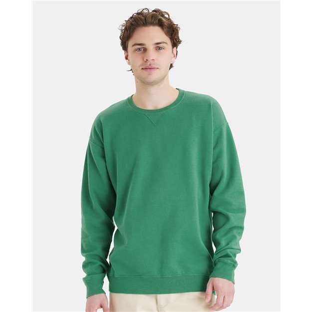 ComfortWash by Hanes Garment-Dyed Crewneck Sweatshirt - Rich Green Grass - ComfortWash by Hanes GDH400 ComfortWash by Hanes Rich Green Grass S