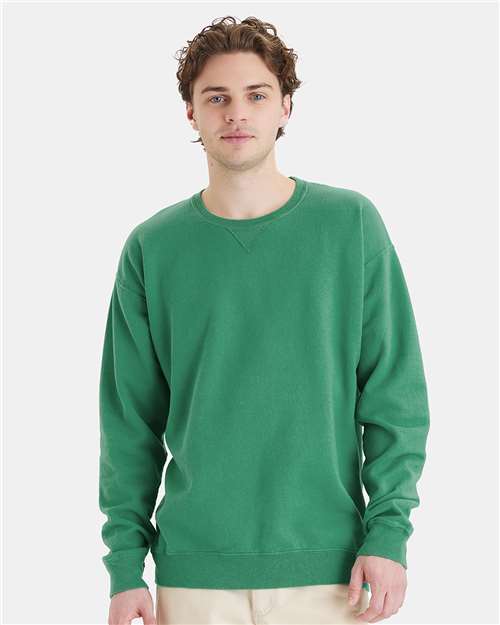 ComfortWash by Hanes Garment-Dyed Crewneck Sweatshirt - Rich Green Grass - ComfortWash by Hanes GDH400 ComfortWash by Hanes