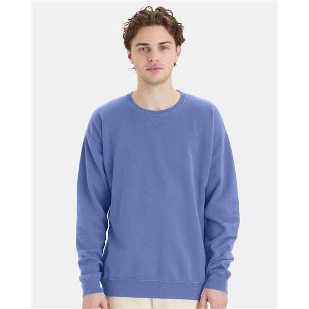 ComfortWash by Hanes Garment-Dyed Crewneck Sweatshirt - Frontier Blue - ComfortWash by Hanes GDH400 ComfortWash by Hanes Frontier Blue S