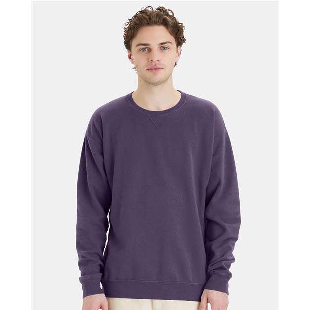 ComfortWash by Hanes Garment-Dyed Crewneck Sweatshirt - Grape Soda - ComfortWash by Hanes GDH400 ComfortWash by Hanes Grape Soda S