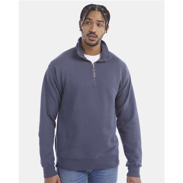 ComfortWash by Hanes Garment-Dyed Quarter-Zip Sweatshirt - ComfortWash by Hanes GDH425 ComfortWash by Hanes Anchor Slate S