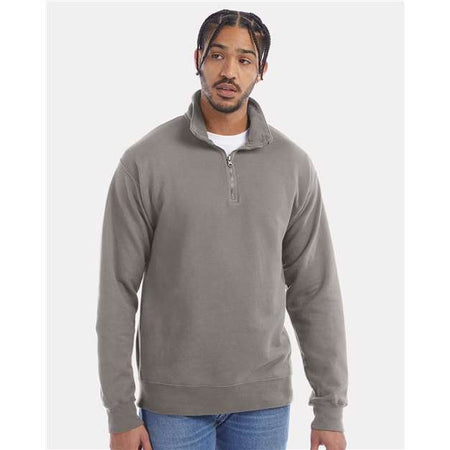 ComfortWash by Hanes Garment-Dyed Quarter-Zip Sweatshirt - ComfortWash by Hanes GDH425 ComfortWash by Hanes Concrete Grey S