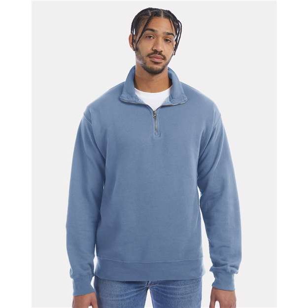 ComfortWash by Hanes Garment-Dyed Quarter-Zip Sweatshirt - ComfortWash by Hanes GDH425 ComfortWash by Hanes Saltwater S