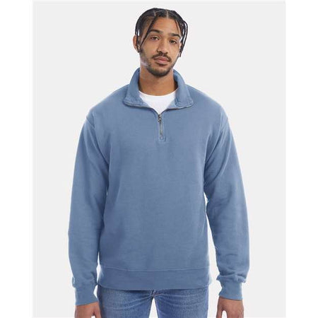 ComfortWash by Hanes Garment-Dyed Quarter-Zip Sweatshirt - ComfortWash by Hanes GDH425 ComfortWash by Hanes Saltwater S