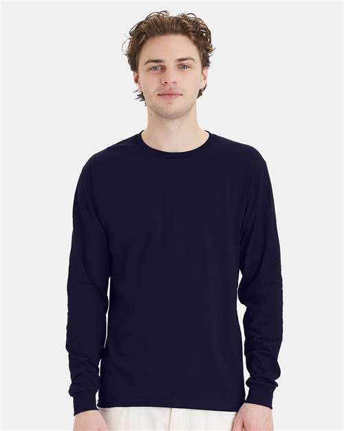 Hanes Essential-T Long Sleeve T-Shirt - Athletic Navy - Hanes 5286 Hanes Athletic Navy S