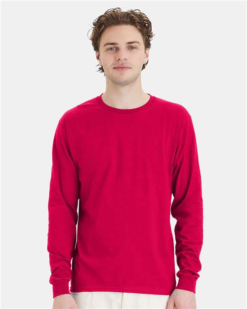 Hanes Essential-T Long Sleeve T-Shirt - Athletic Crimson - Hanes 5286 Hanes Athletic Crimson S