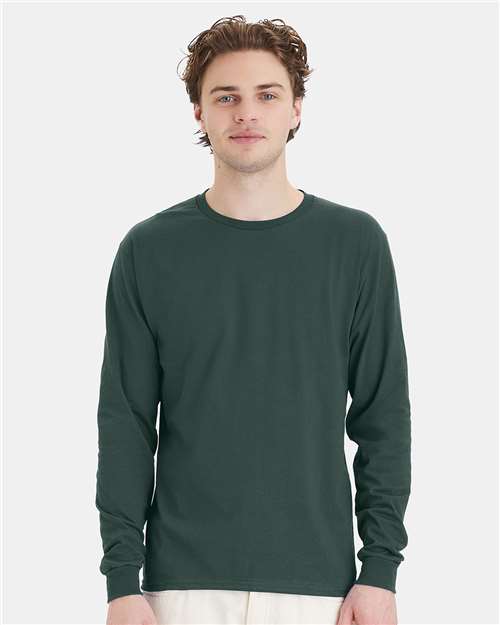 Hanes Essential-T Long Sleeve T-Shirt - Athletic Dark Green - Hanes 5286 Hanes Athletic Dark Green S