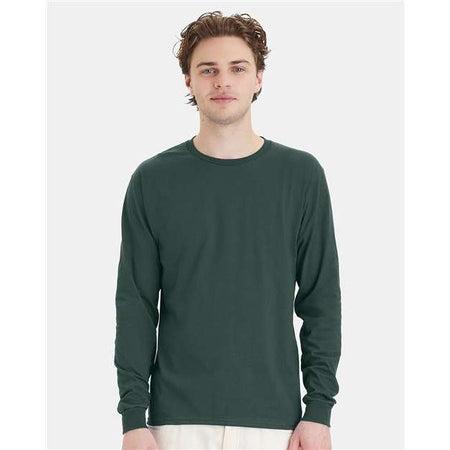 Hanes Essential-T Long Sleeve T-Shirt - Athletic Dark Green - Hanes 5286 Hanes