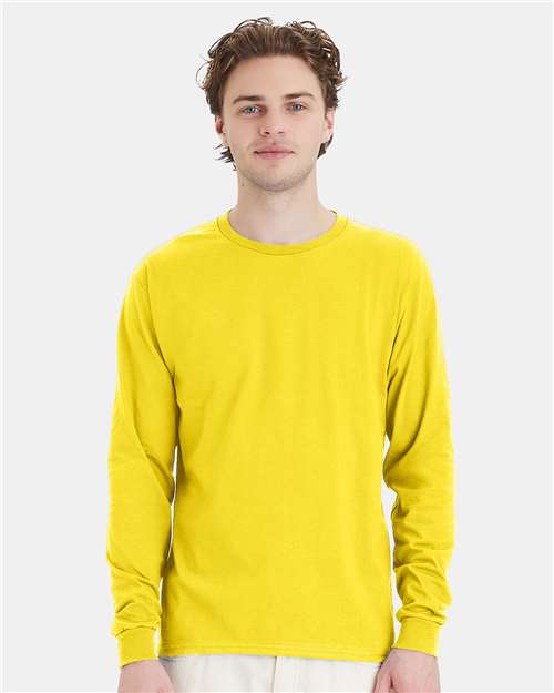 Hanes Essential-T Long Sleeve T-Shirt - Athletic Yellow - Hanes 5286 Hanes Athletic Yellow S