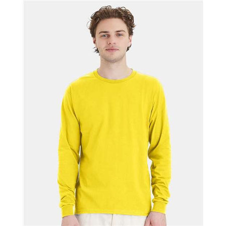 Hanes Essential-T Long Sleeve T-Shirt - Athletic Yellow - Hanes 5286 Hanes